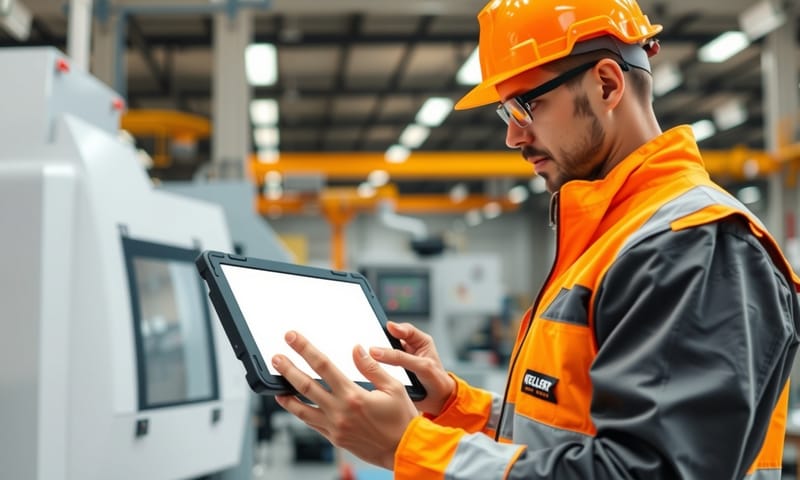 現場人員使用平板電腦進行即時報工