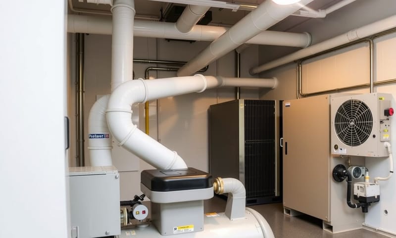 空壓機房的廢熱回收系統管線