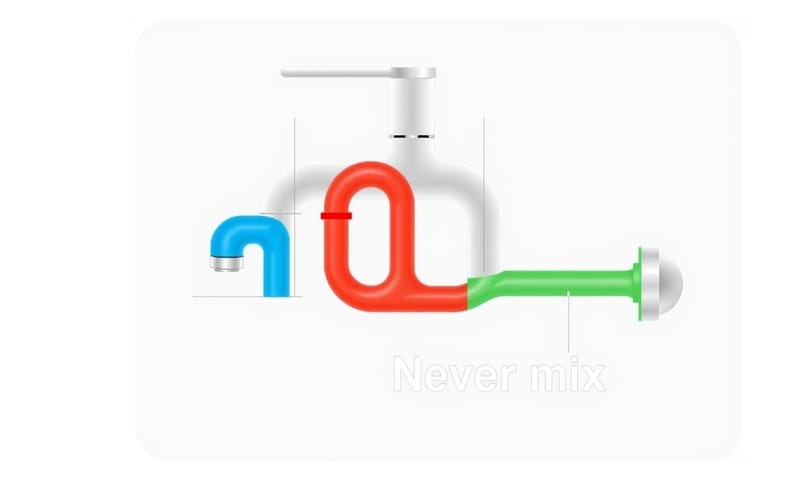 三用龍頭內部獨立管路示意圖