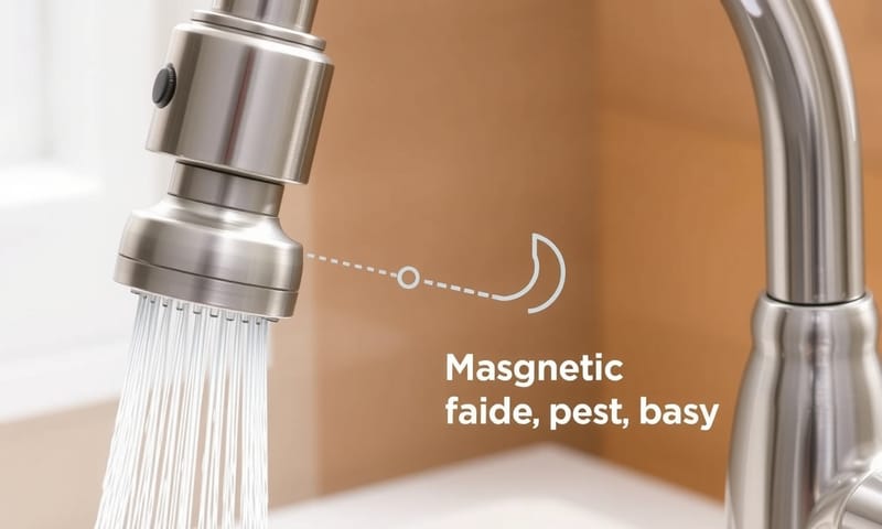 磁吸式噴頭確保拉出後能完美歸位