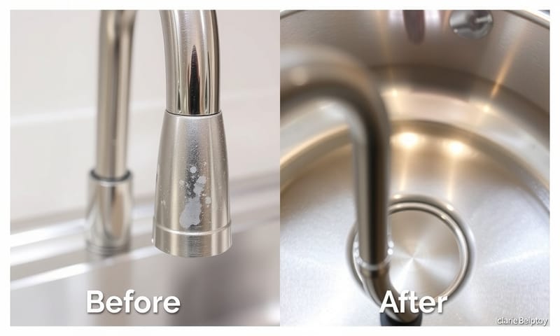 清潔前後的水龍頭表面對比