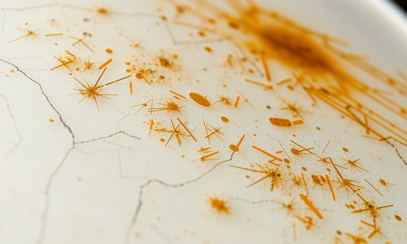 充滿刮痕的舊塑膠砧板，凸顯細菌藏匿的風險