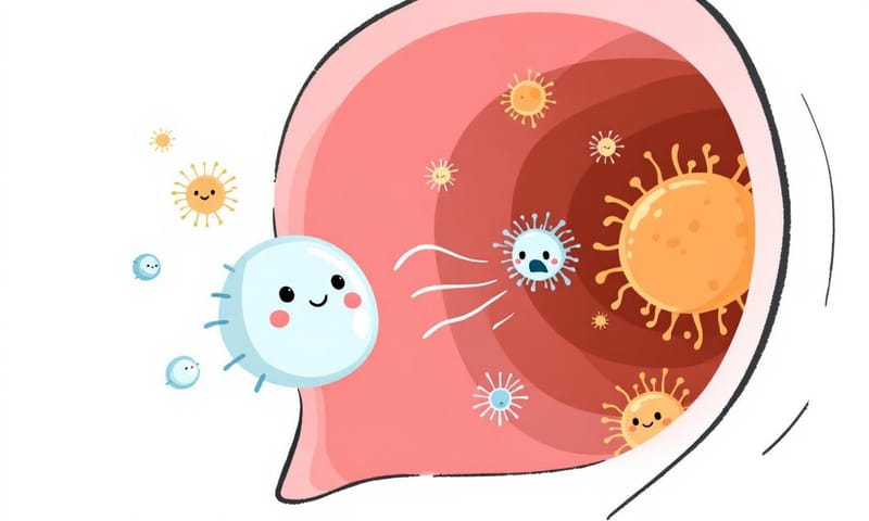 概念示意：益生菌對免疫系統的調節作用