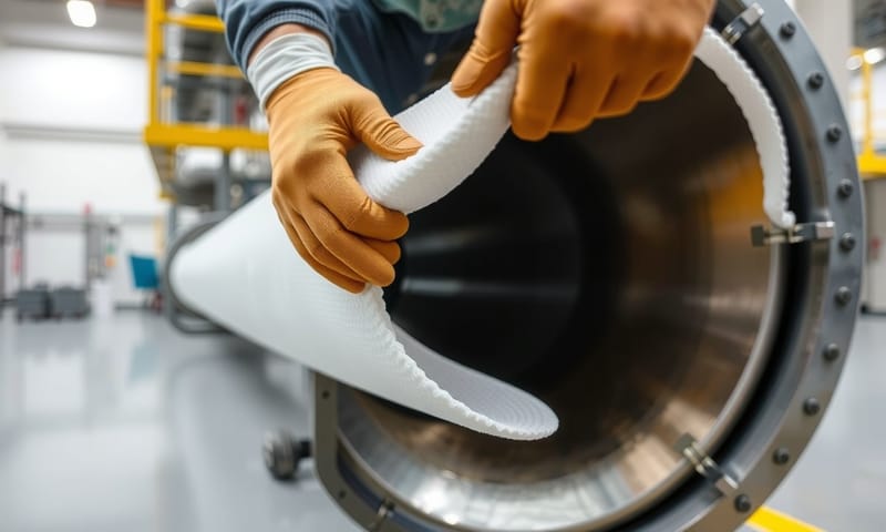 隔熱板安裝於工業管線的示意