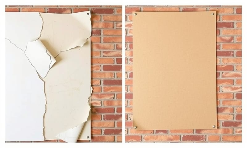 錯誤安裝導致的隔熱板損壞（左）與正確安裝的對比（右）