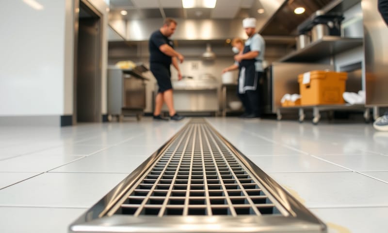 乾淨的不鏽鋼水溝槽與順暢的水流