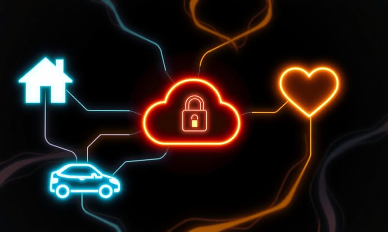 傳統雜亂的電線與簡潔的智慧插座形成對比。