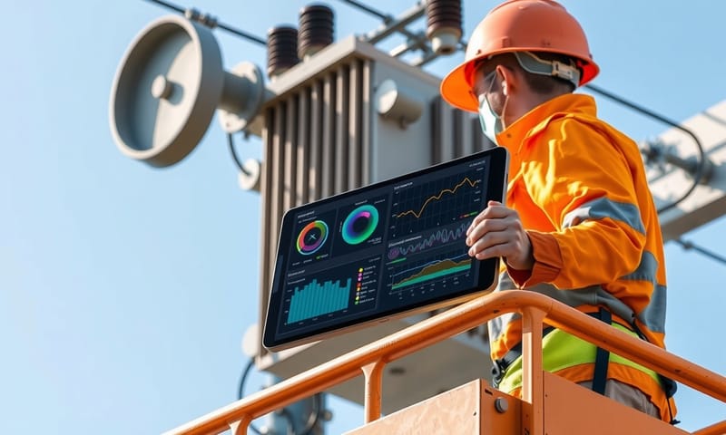 工程師透過平板電腦診斷電網設備