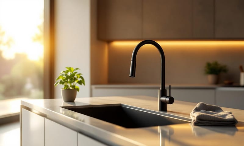 我家廚房的一角，陽光灑在水槽上的樣子。