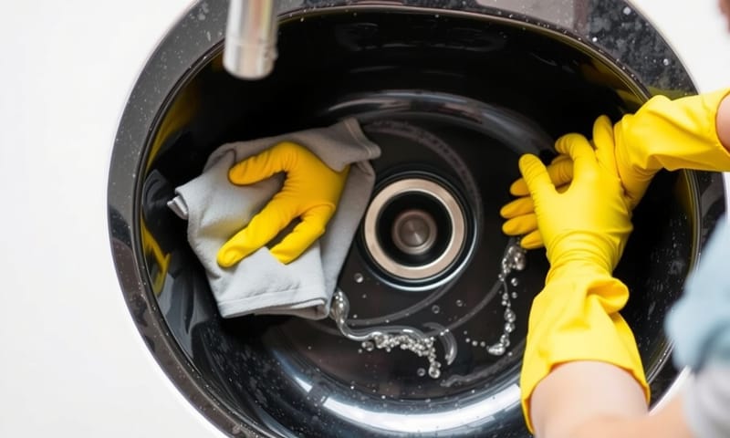 使用軟布與溫和清潔液，定期清潔是維持水槽潔淨的關鍵步驟。