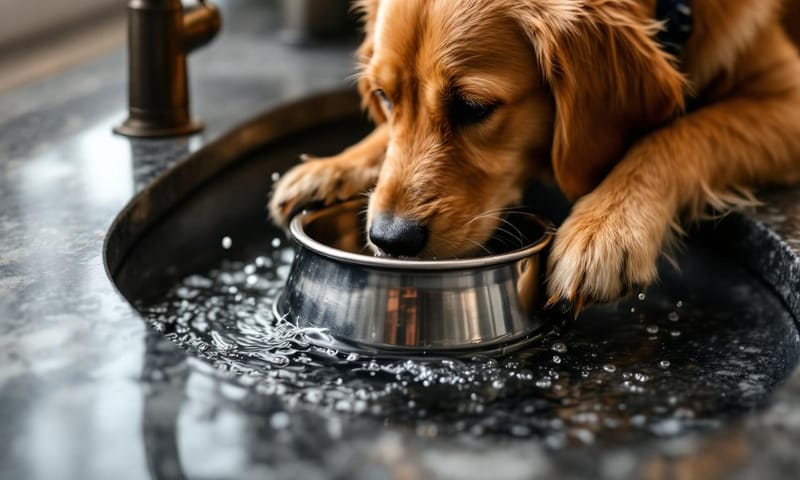 情境示意：毛小孩的金屬飯碗在水槽裡也不怕刮傷