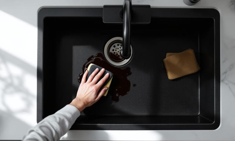 我們家廚房現在的樣子，黑色水槽真的蠻搭的