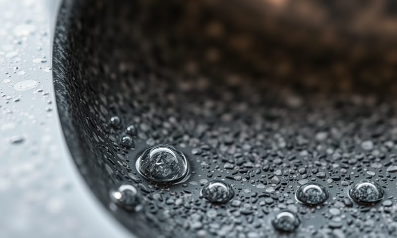 花崗岩水槽表面的水珠特寫