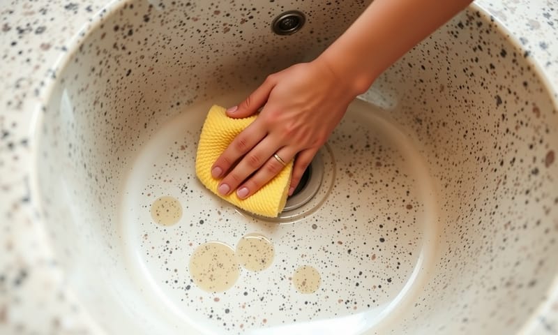 展示如何輕鬆清潔花崗岩水槽