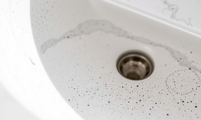 近看花崗岩水槽的表面紋理和質感。