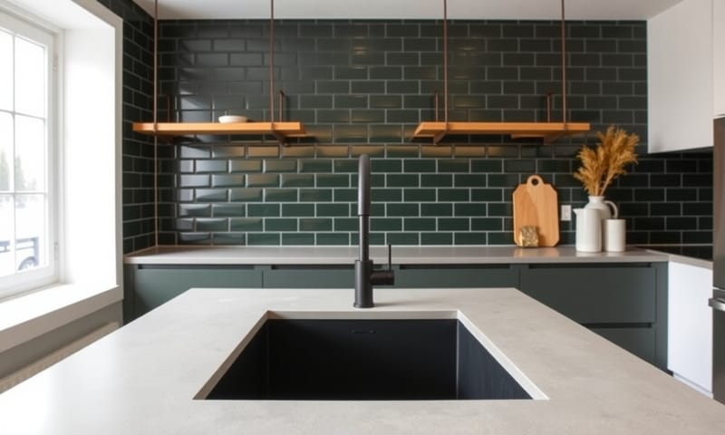 完成後的廚房一角，光線和材質的結合