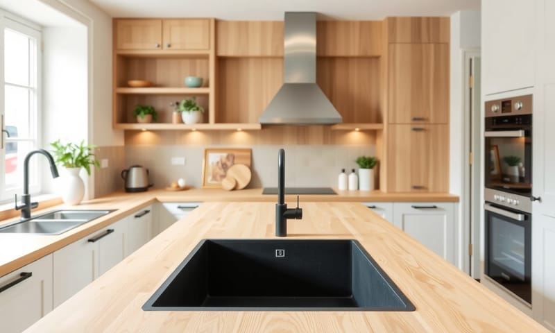 黑色水槽在北歐風格廚房中的搭配效果