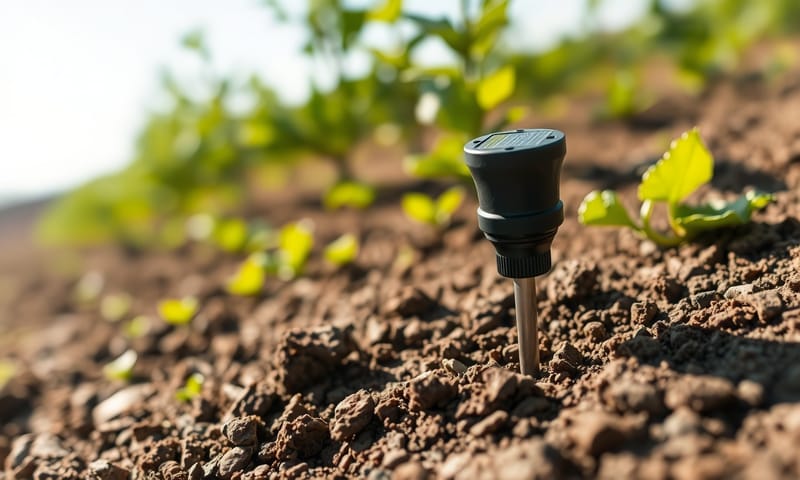 部署在田間的土壤濕度感測器