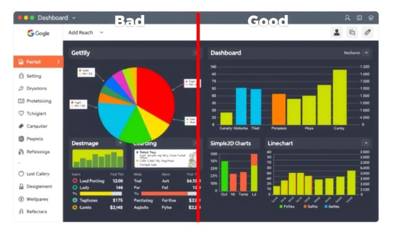 視覺化報表的常見錯誤：左邊是混亂的數據，右邊是清晰的洞察