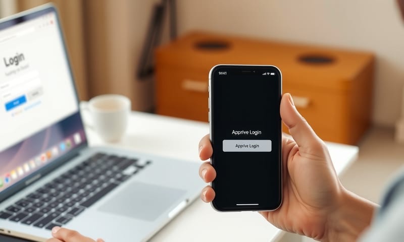 使用者透過手機上的推播通知來授權電腦登入
