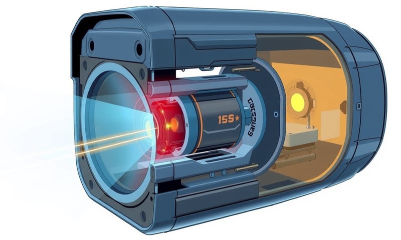LiDAR 感測器內部光學模組的剖面示意圖