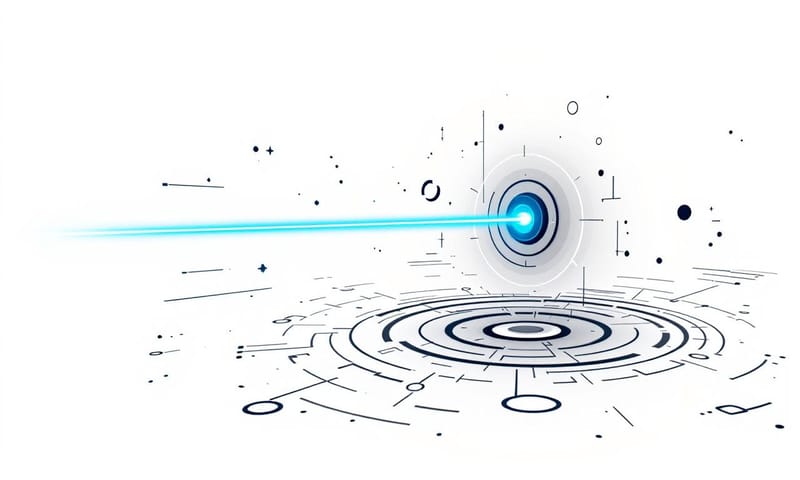 概念示意：雷射光束與感測器的互動