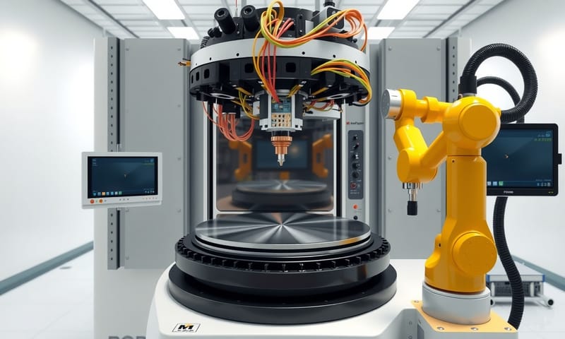 一套複雜的 SiPh 全自動晶圓探針台，整合了光學與電學探針，並搭配自動晶圓載入系統。