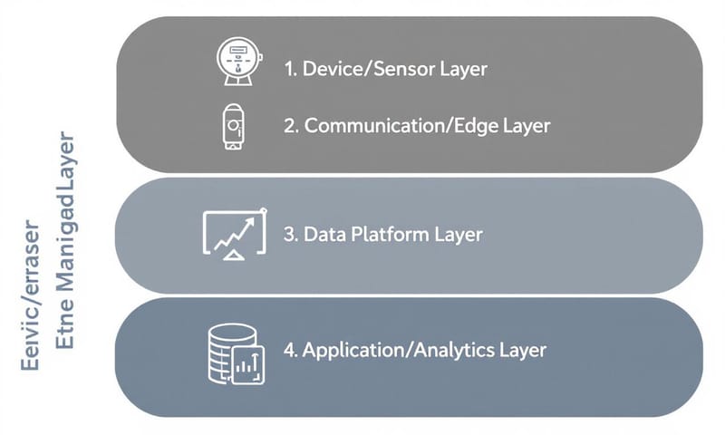 從感測器到雲端的EMS分層架構示意圖