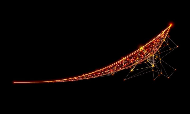 網站權威的成長曲線，初期緩慢，但一旦突破臨界點就會開始指數增長。