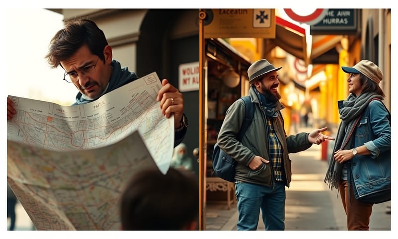 兩種尋路方式：依賴地圖 vs. 在地人交談