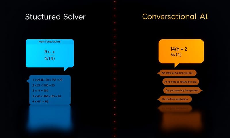 兩種 AI 解題工具介面的風格化對比