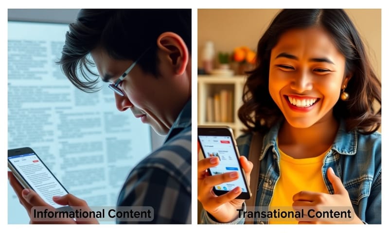 左邊：使用者想買東西，你卻給他一篇論文。右邊：給對了內容，使用者滿意，你也開心。