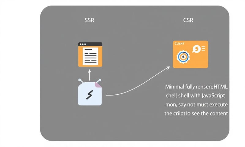 伺服器端渲染 (SSR) vs. 客戶端渲染 (CSR) 概念示意圖
