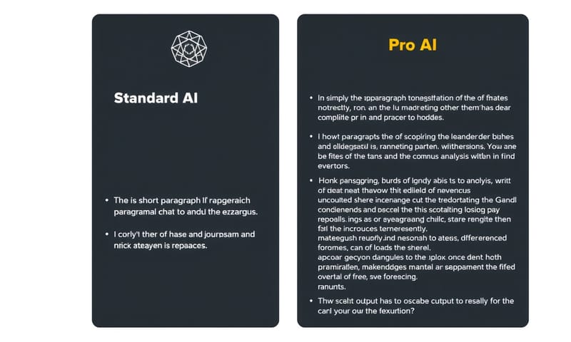 標準版與專業版 AI 回應的差異想像圖