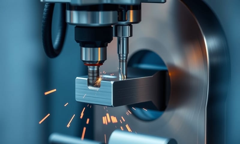 CNC機床正在加工實心不鏽鋼塊，製作龍頭本體