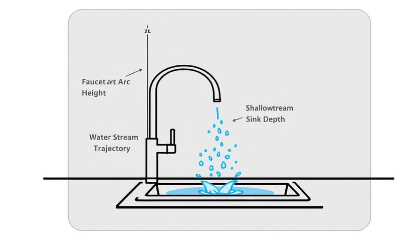 龍頭與水槽搭配的空間關係示意圖
