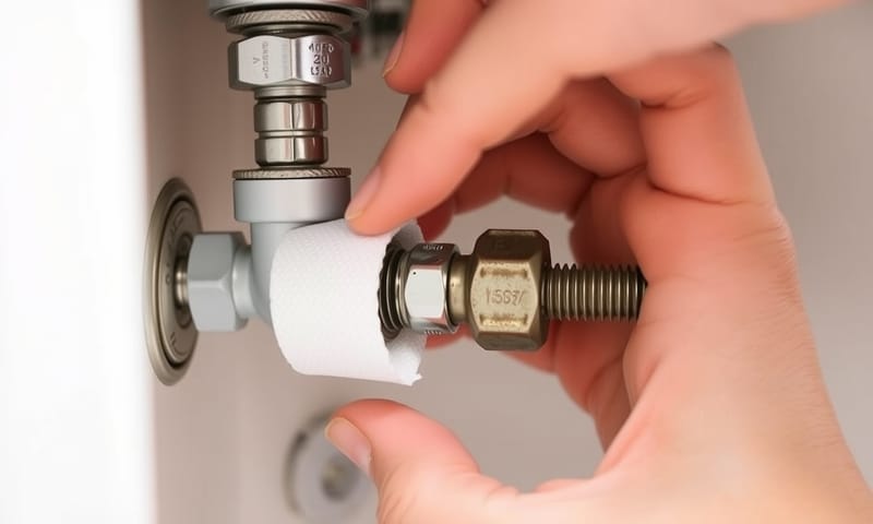 連接完成的樣子，接頭處要保持乾燥，安裝完畢後要用紙巾測試有沒有漏水