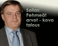 Arkkipiispalla vieraana valtiosihteeri Raimo Sailas: Pehmet arvot - kova talous. Kumpaa tarvitaan - vaiko molempia? Kuva: Kimmo Nyyssnen